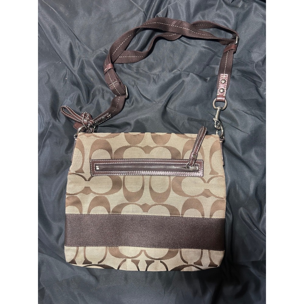 Coach Signature File Bag Khaki Brown Canvas Crossbody Messenger Bag F17490 - Picture 2 of 2